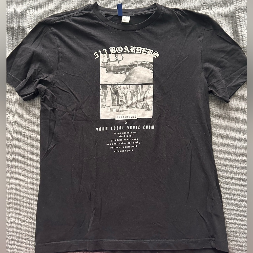 Black Divided Graphic Tee
